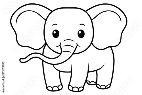 Photography elephant cartoon coloring page,line art elephant silhouette vector, cute elephant head outline art, silhouettes of elephant  face symbol icon illustration on white background