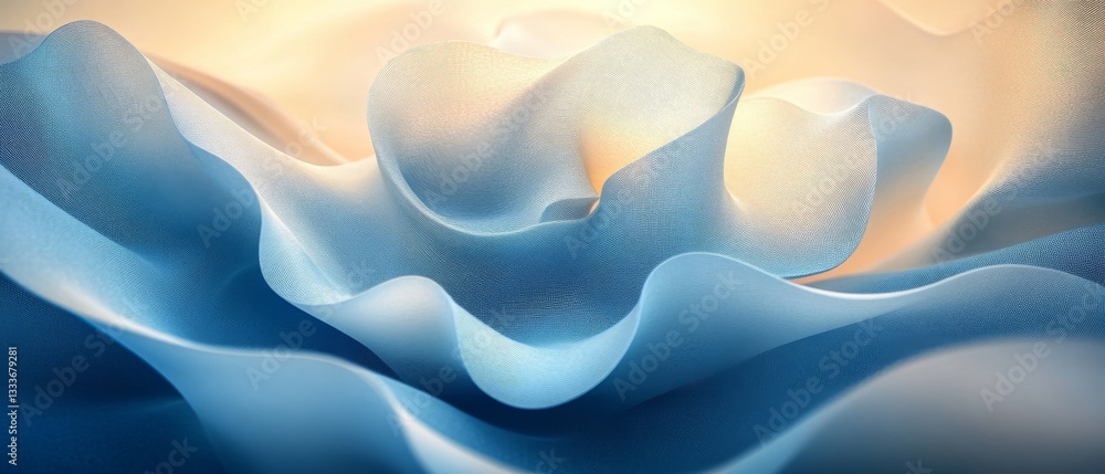 Fototapeta premium Abstract Blue and Beige Waves Serene Digital Texture