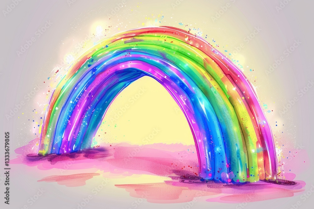 Fototapeta premium cartoon bright rainbow on white background