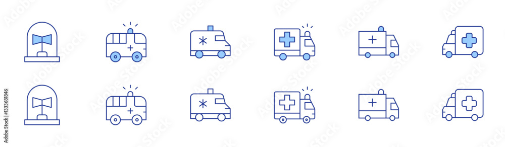 Ambulance icon set in two styles, Duotone and Thin Line style. Editable stroke. siren, ambulance Ambulance icon set in two styles, Duotone and Thin Line style. Editable stroke. siren, ambulance