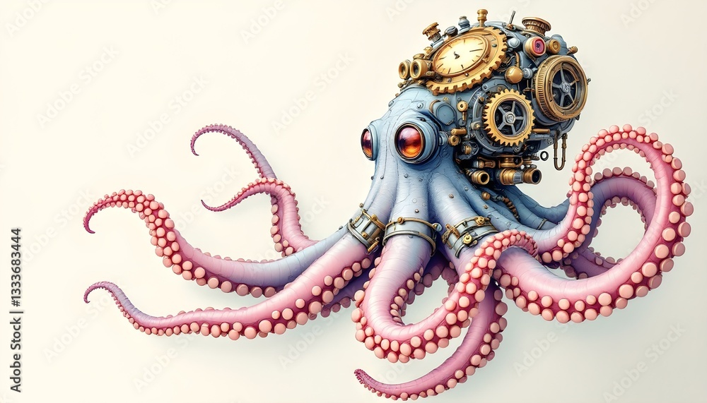 Obraz premium blue pink octopus