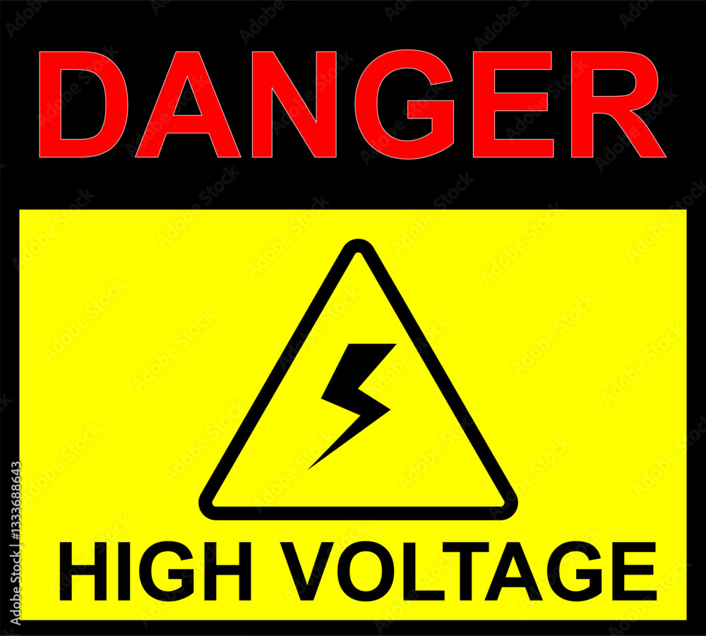 Obraz premium High voltage warning sticker with 