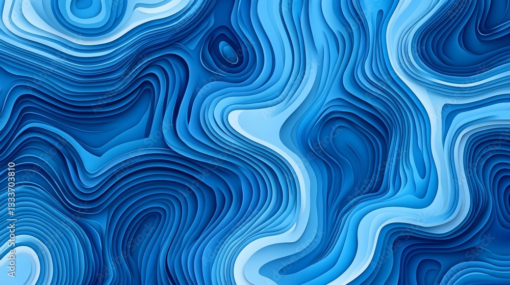 Abstract Topographic Map Design in Shades of Blue, Layered Illustration Abstract Topographic Map Design in Shades of Blue, Layered Illustration