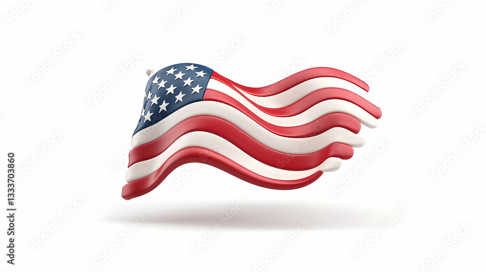 Waving American Flag Abstract 3D Render Waving American Flag Abstract 3D Render