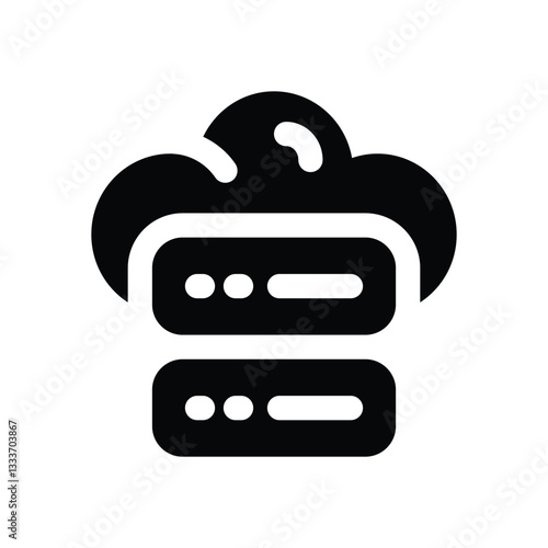 cloud server glyph icon. Strong and solid vector icon for websites, mobile interfaces, presentations, and visual branding. High quality and easy to edit.