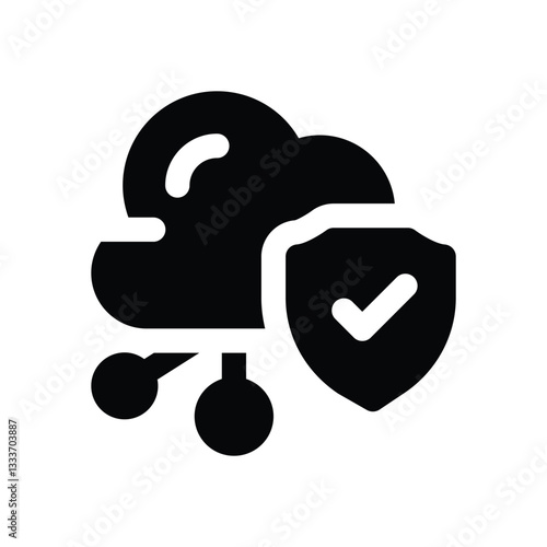 cloud security glyph icon. Strong and solid vector icon for websites, mobile interfaces, presentations, and visual branding. High quality and easy to edit.