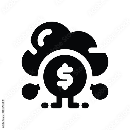 cloud banking glyph icon. Strong and solid vector icon for websites, mobile interfaces, presentations, and visual branding. High quality and easy to edit.