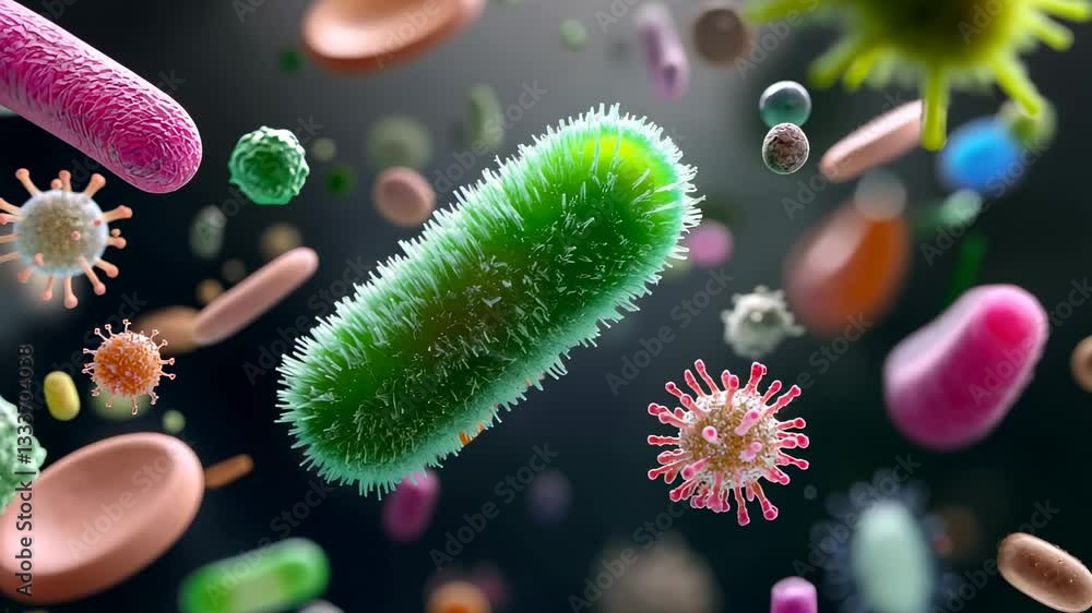 Diverse Microorganisms in a Dark Background Diverse Microorganisms in a Dark Background