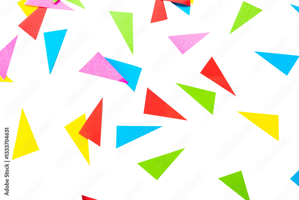 colorful paper pieces on isolated white background