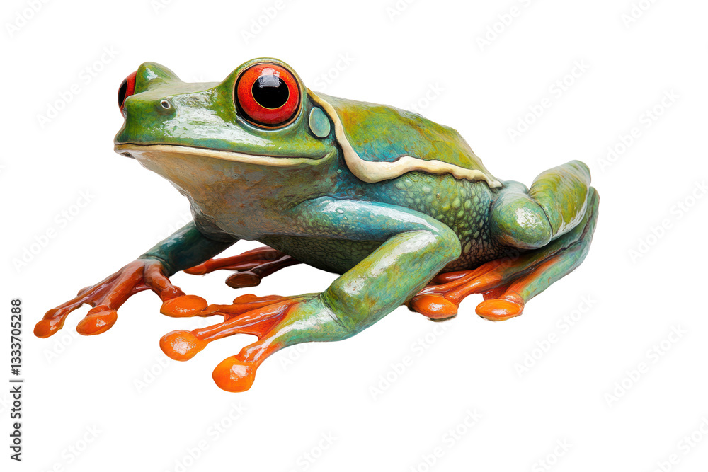 Obraz premium Isolated Blue Eyed Tree Frog Sculpture