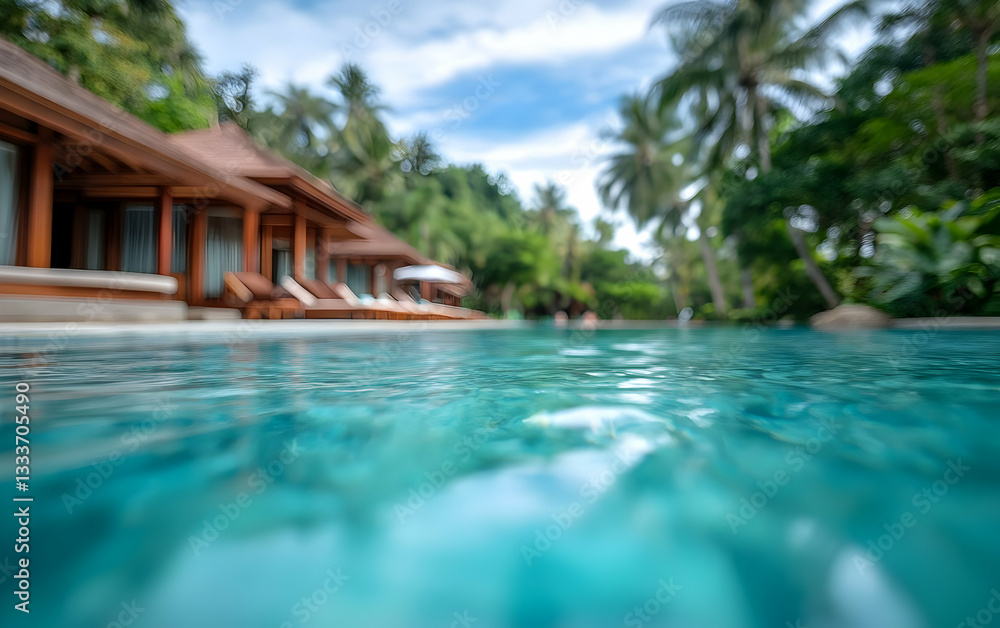 Luxury Tropical Resort Pool with Sun Loungers Luxury Tropical Resort Pool with Sun Loungers