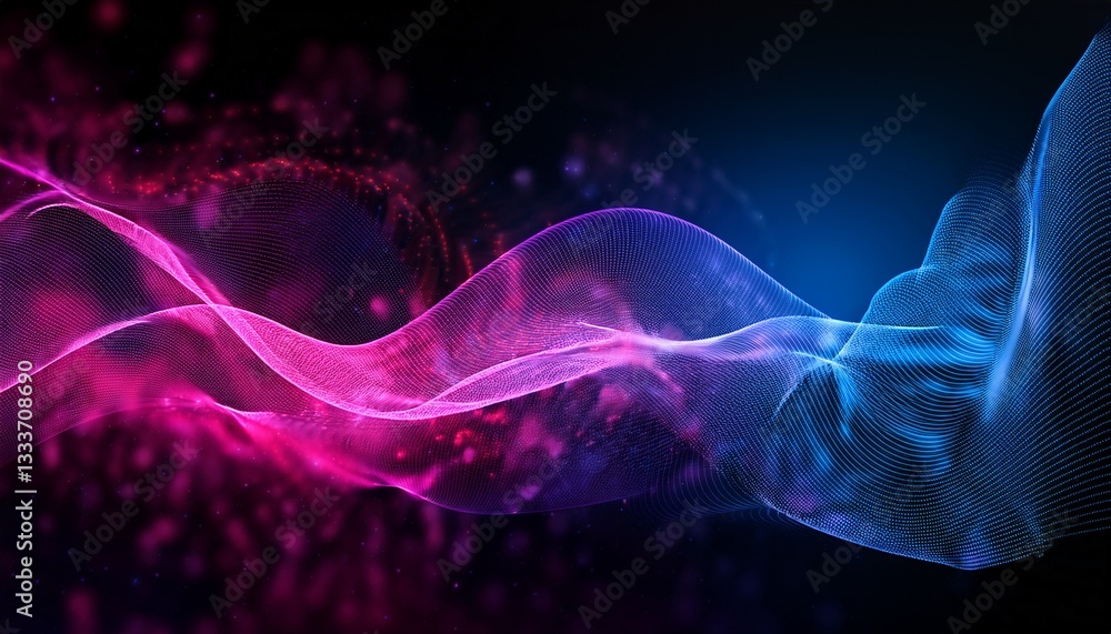 Fototapeta premium abstract pink and blue wave particle background