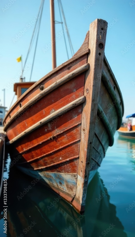 Fishing boat's wooden hull exposed and worn at Umag port, fishing, Umag, boat Fishing boat's wooden hull exposed and worn at Umag port, fishing, Umag, boat
