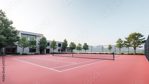 Wallpaper Mural Pink Tennis Court Modern Building Outdoor Sports Facility Landscape Torontodigital.ca