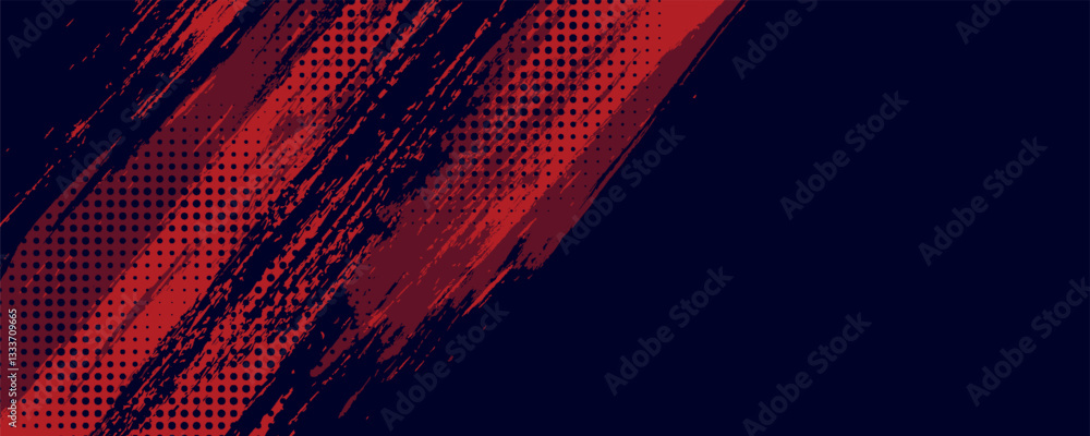 Fototapeta premium Halftone dots red and blue color pattern gradient grunge texture background. Dot pop art comic sport style vector illustration. grunge vector dots