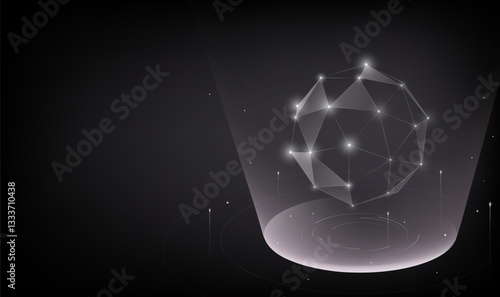 Futuristic style abstract horizontal plate illustration geometric shapes ball