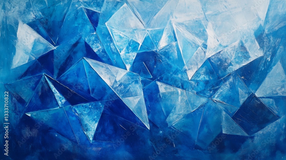 Vibrant Blue Abstract Canvas Painting with Geometric Shapes Vibrant Blue Abstract Canvas Painting with Geometric Shapes