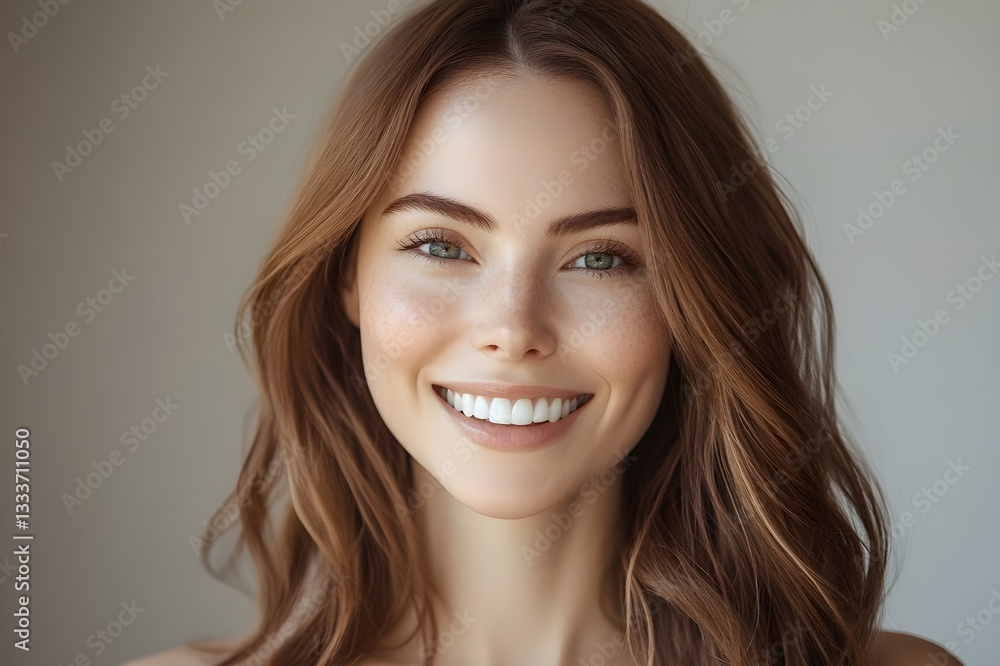 Naklejka premium Caucasian Woman with a Warm, Confident Smile