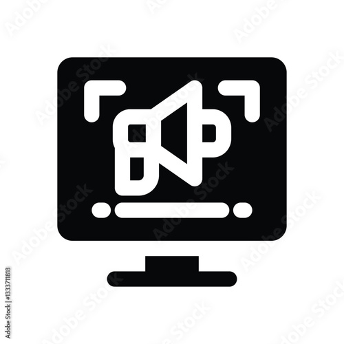 digital signage glyph icon. Strong and solid vector icon for websites, mobile interfaces, presentations, and visual branding. High quality and easy to edit.