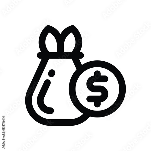 money bag line icon. Clean and minimalist vector icon for websites, mobile apps, presentations, and logos. Fully scalable and customizable for any project.