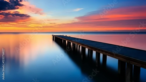 Wallpaper Mural Sunset Over Calm Ocean with Pier Torontodigital.ca