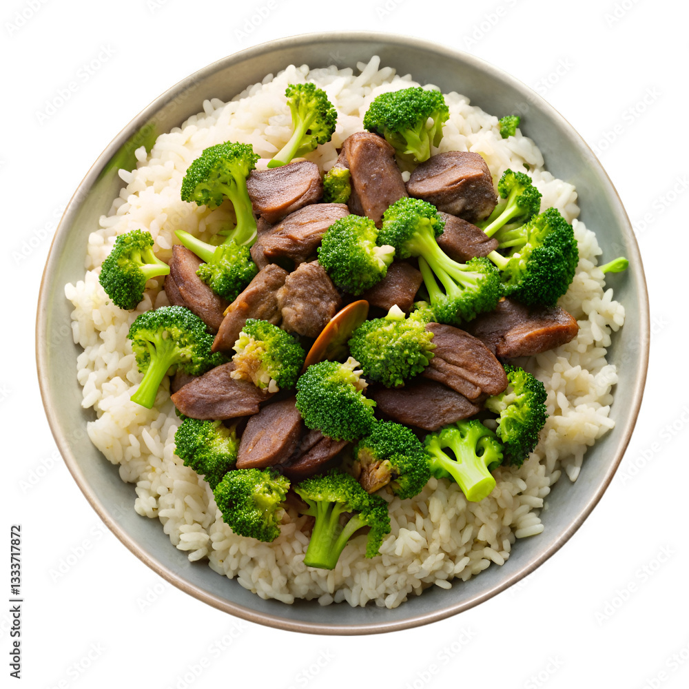 Beef broccoli rice isolated on transparent background Beef broccoli rice isolated on transparent background