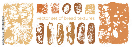 Set of vector bread textures - sponge texture background for banners, flyers and posters - style of bakery and bakeshop. High-resolution monochrome patterns - Sourdough bread pores backdrop