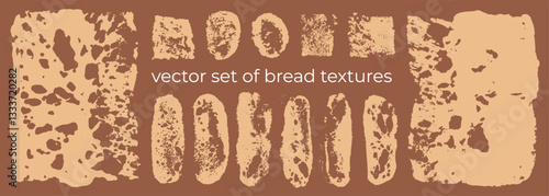 Set of vector bread textures - sponge texture background for banners, flyers and posters - style of bakery and bakeshop. High-resolution monochrome patterns - Sourdough bread pores backdrop