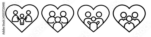 heart with generations icon, heart with generations line art - simple line art of heart with generations, perfect for heart with generations logos and icons