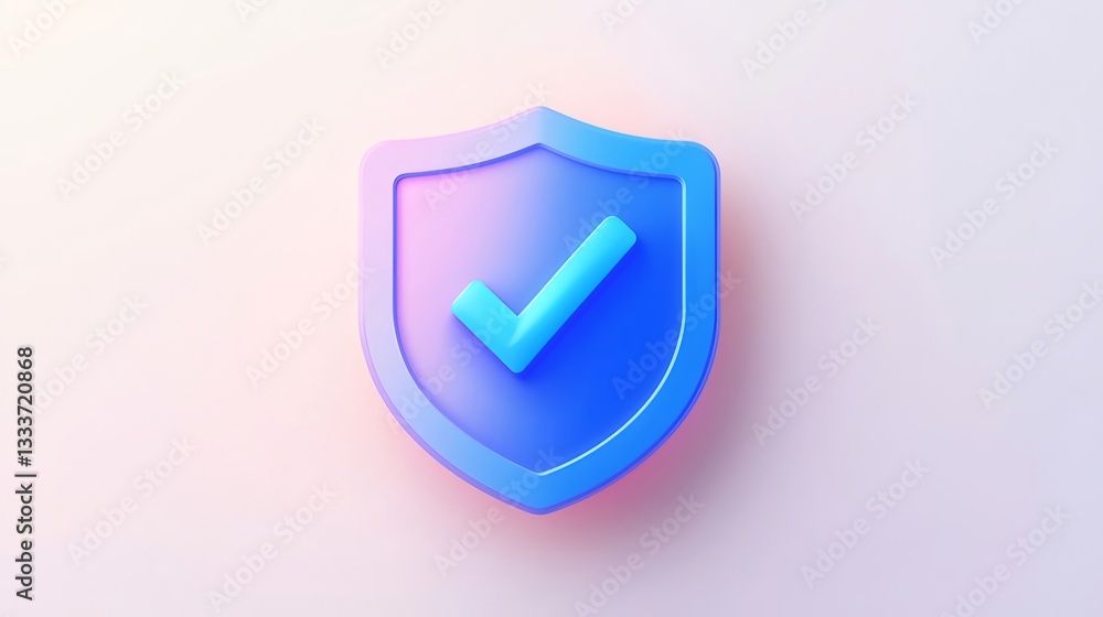 Blue and Pink Gradient 3D Shield with Check Mark Blue and Pink Gradient 3D Shield with Check Mark