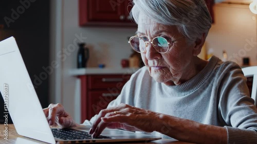 The Elderly Woman Using Laptop