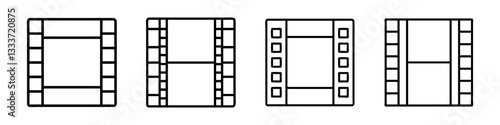 film strip icon, film strip line art - simple line art of film strip, perfect for film strip logos and icons