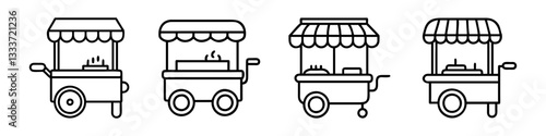retro hot dog cart icon, retro hot dog cart line art - simple line art of retro hot dog cart, perfect for retro hot dog cart logos and icons