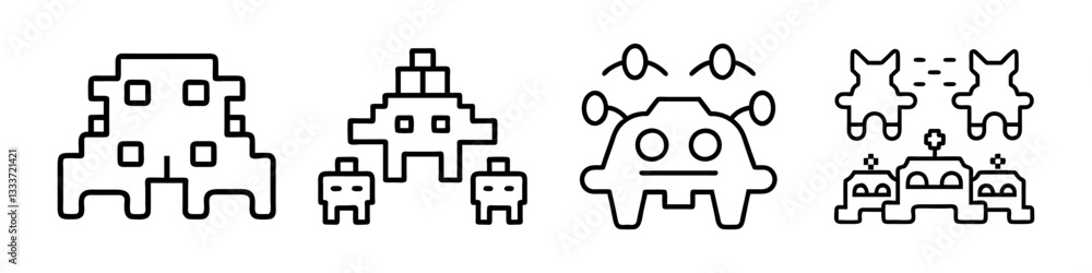 Obraz premium space invaders icon, space invaders line art - simple line art of space invaders, perfect for space invaders logos and icons