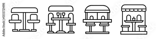 vintage diner booth icon, vintage diner booth line art - simple line art of vintage diner booth, perfect for vintage diner booth logos and icons