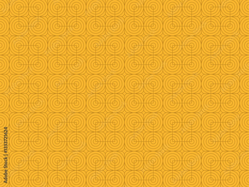 circles and square pattern line art with stars in yellow and gold