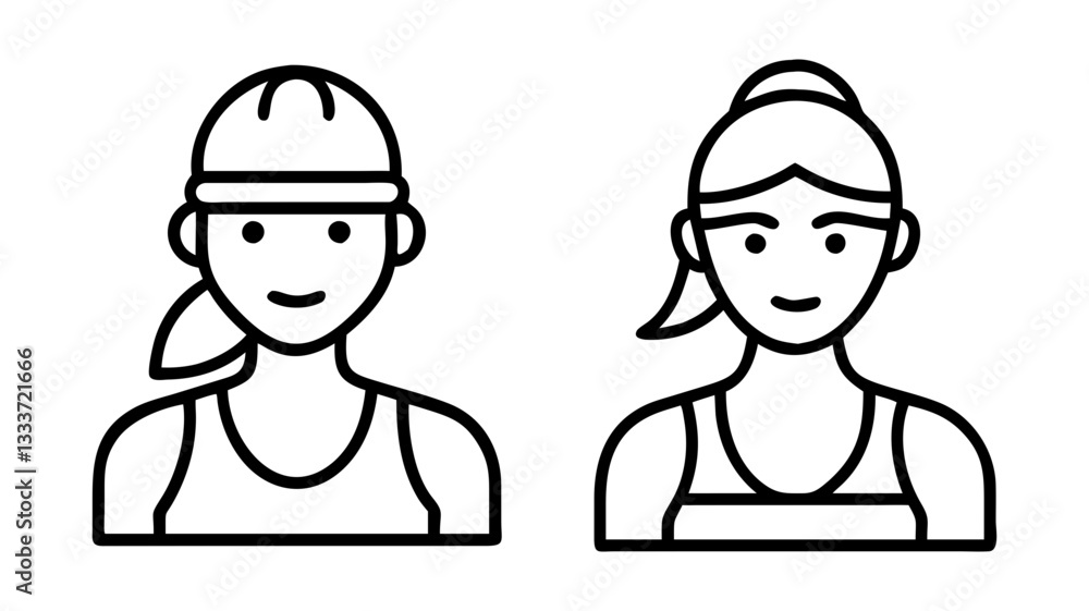 female athlete icon, female athlete line art - simple line art of female athlete, perfect for female athlete logos and icons female athlete icon, female athlete line art - simple line art of female athlete, perfect for female athlete logos and icons