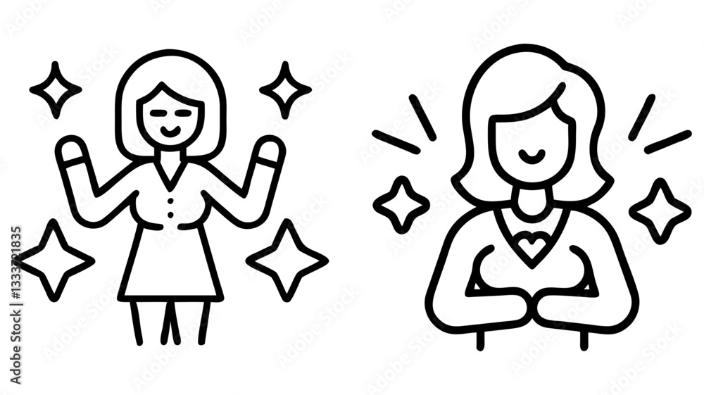 inspirational woman icon, inspirational woman line art - simple line art of inspirational woman, perfect for inspirational woman logos and icons inspirational woman icon, inspirational woman line art - simple line art of inspirational woman, perfect for inspirational woman logos and icons