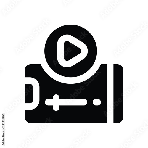 video tutorial glyph icon. Strong and solid vector icon for websites, mobile interfaces, presentations, and visual branding. High quality and easy to edit.