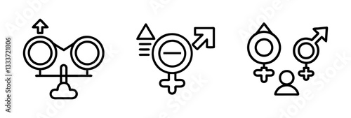 gender equality icon, gender equality line art - simple line art of gender equality, perfect for gender equality logos and icons