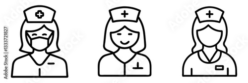 nurse icon, nurse line art - simple line art of nurse, perfect for nurse logos and icons