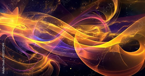 Colorful swirling abstract design showcasing vibrant patterns in a cosmic setting