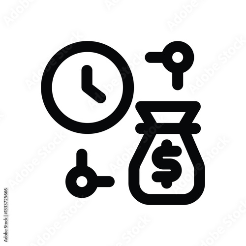 time is money line icon. Clean and minimalist vector icon for websites, mobile apps, presentations, and logos. Fully scalable and customizable for any project.