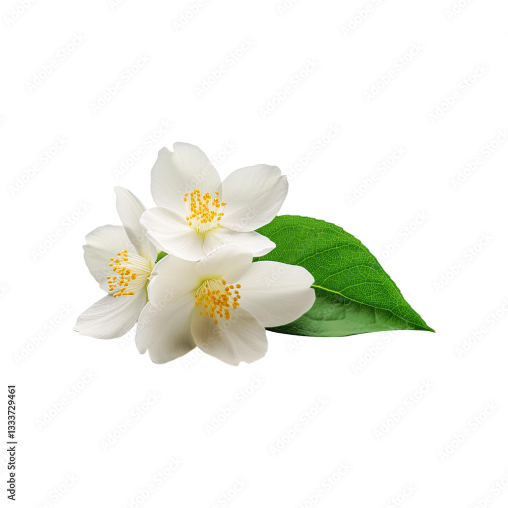 Obraz premium Beautiful white jasmine flowers bunch on transparent background