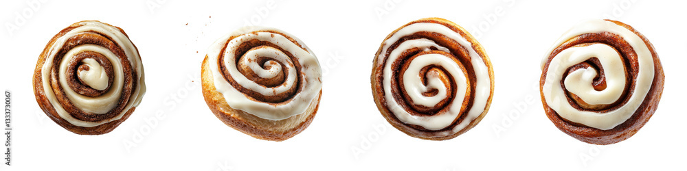 Closeup of several freshly baked and glazed cinnamon swirl pastries a classic breakfast and dessert treat Closeup of several freshly baked and glazed cinnamon swirl pastries a classic breakfast and dessert treat