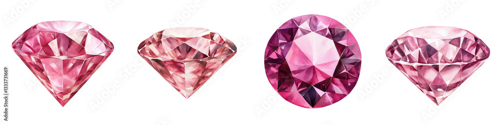 A collection of brilliant faceted pink diamonds and other gemstones with dazzling reflections and refractions of light A collection of brilliant faceted pink diamonds and other gemstones with dazzling reflections and refractions of light