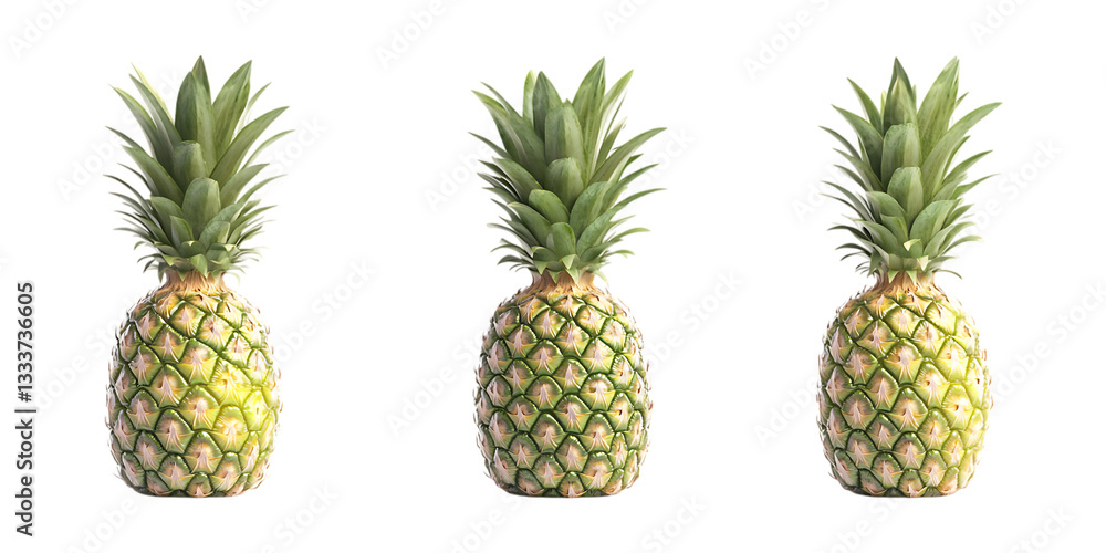 Pack Pineapple Fruit Set on Transparent Background for Food, Market, and Tropical Illustrations Pack Pineapple Fruit Set on Transparent Background for Food, Market, and Tropical Illustrations