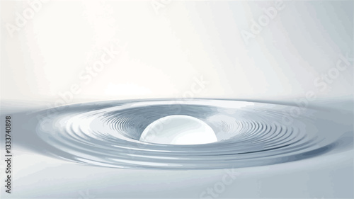 Close-up shot of a minimalist abstract glass sculpture. The sculpture consists of concentric circles creating a ripple or wave effect.  The glass appears smooth and translucent, with subtle