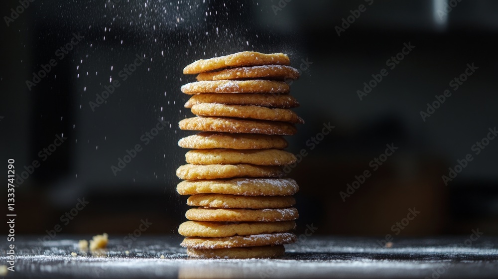 custom made wallpaper toronto digitalTowering Stack of Golden Brown Cookies with Sugar Dusting