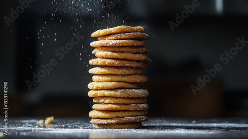 Wallpaper Mural Towering Stack of Golden Brown Cookies with Sugar Dusting Torontodigital.ca
